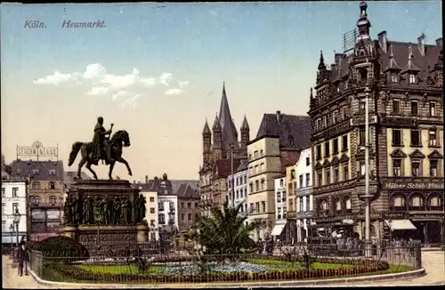 Ak Köln am Rhein, Heumarkt, Denkmal, Kölner Schuh Haus