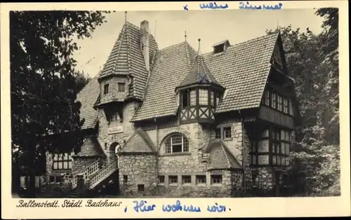 Ak Ballenstedt im Harz, Städtisches Badehaus