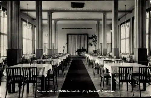 Ak Gernrode Quedlinburg im Harz, FDGB-Ferienheim Fritz Heckert, Speisesaal