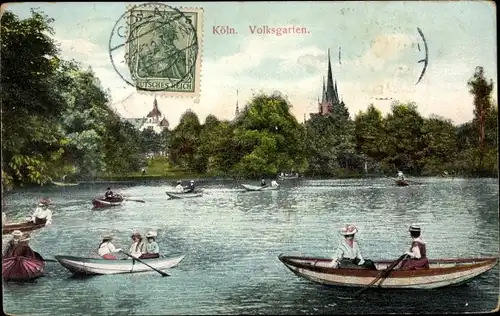 Ak Köln am Rhein, Volksgarten, Ruderboote