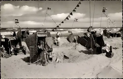 Ak Insel Sylt in Nordfriesland, Badestrand, Strandkörbe, Badegäste