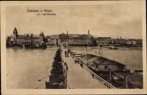 Ak Koblenz am Rhein, Schiffbrücke