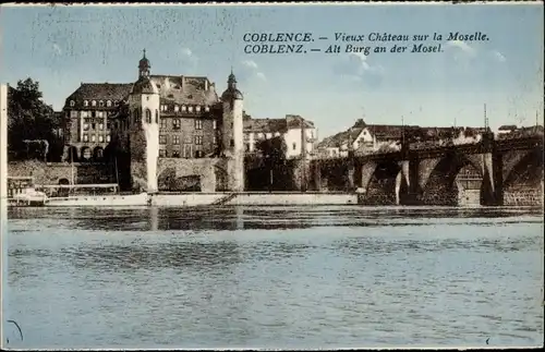 Ak Koblenz am Rhein, Alte Burg, Mosel, Brücke