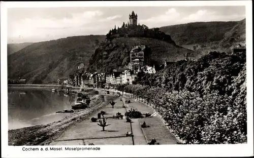 Ak Cochem an der Mosel, Moselpromenade, Schloss