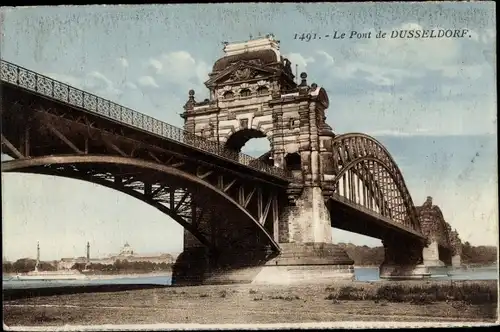Ak Düsseldorf am Rhein, Rheinbrücke