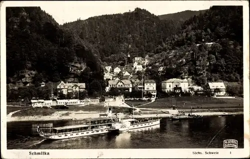 Ak Schmilka Bad Schandau Sächsische Schweiz, Salondampfer, Gasthaus