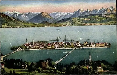 Ak Lindau am Bodensee Schwaben, Panorama