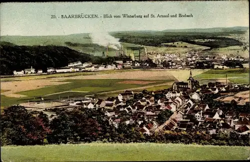 Ak Saarbrücken im Saarland, Blick vom Winterberg, St. Arnual, Brebach