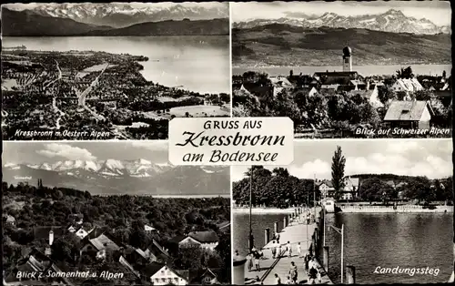 Ak Kressbronn am Bodensee, Landungssteg, Schweizer Alpen, Sonnenhof