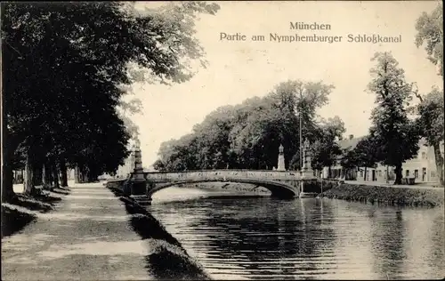Ak München, Nymphenburger Schlosskanal, Brücke