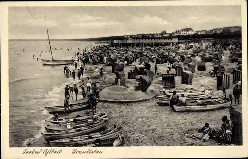 Ak Ostseebad Ahlbeck Heringsdorf auf Usedom, Strandleben, Boote