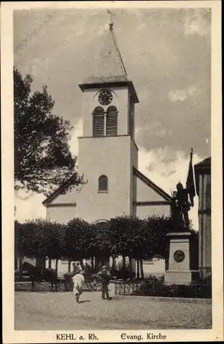 Ak Kehl am Rhein, Evangelische Kirche, Denkmal