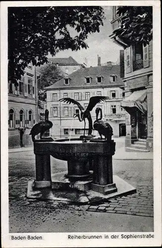 Ak Baden Baden am Schwarzwald, Reiherbrunnen in der Sophienstraße