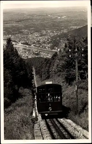 Ak Heidelberg am Neckar, Königstuhl, Blick auf Bergbahn und Stadt