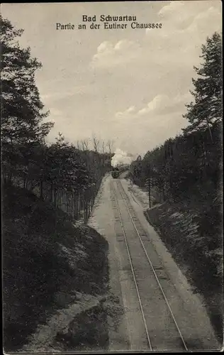 Ak Bad Schwartau in Holstein, Eutiner Chaussee, Eisenbahnstrecke