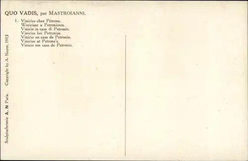 Künstler Ak Mastroianni, Domenico, Szene aus Quo Vadis, Petronius, Vinicius