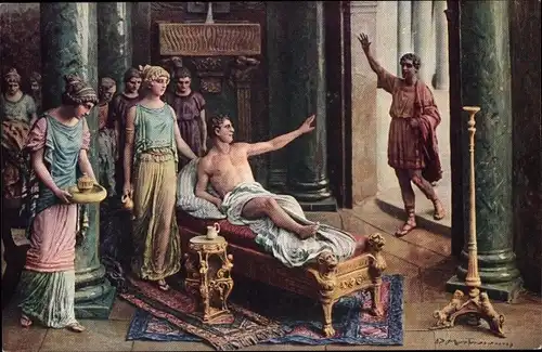 Künstler Ak Mastroianni, Domenico, Szene aus Quo Vadis, Petronius, Vinicius