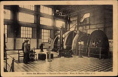 Ak Marles les Mines Pas de Calais, Miners-Serie, Extraktionsmaschine