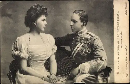 Ak König Alfons XIII. von Spanien, Victoria Eugénie von Battenberg