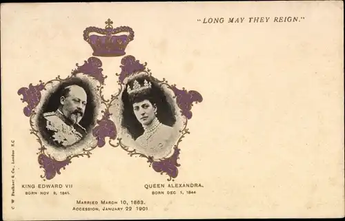 Präge Passepartout Ak König Edward VII., Königin Alexandra