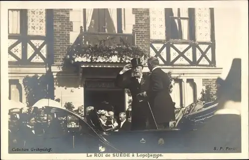 Ak König Oskar II. von Schweden und Norwegen, Staatsbesuch in Longchamps