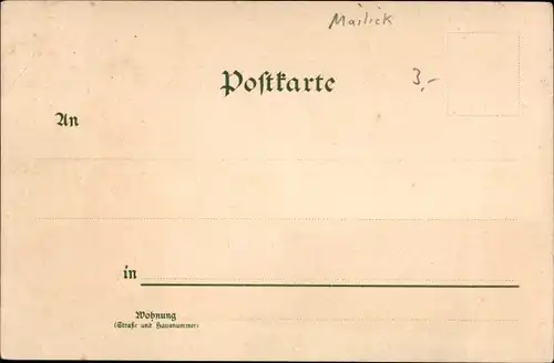 Künstler Litho Mailick, Frau in Tracht, Berge, Blumen, Gehstock