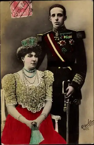 Ak König Alfons XIII. und Königin Victoria Eugénie von Battenberg