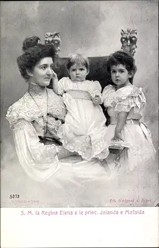 Ak Königin Elena von Montenegro, Prinzessinnen Yolanda und Mafalda