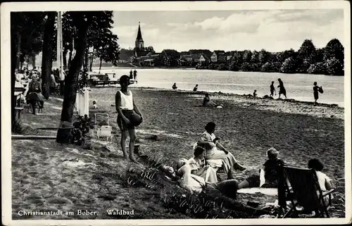 Ak Krzystkowice Christianstadt Nowogród Bobrzański Naumburg am Bober Schlesien, Waldbad