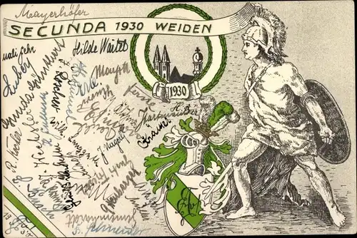 Studentika Ak Weiden in der Oberpfalz, Secunda 1930