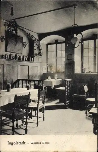 Ak Ingolstadt an der Donau Oberbayern, Gasthaus Weißes Rössl, Innenansicht