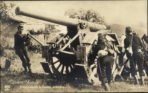 Ak Französische schwere Artillerie, Geschütz, 1. WK
