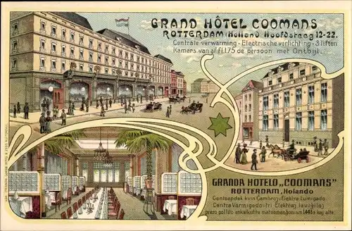 Ak Rotterdam Südholland Niederlande, Grand Hotel Coomans, Hoofdsteeg 12-22