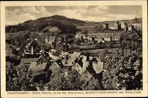 Ak Schwarzenberg im Erzgebirge Sachsen, Realschule, Bezirkssteuereinnahme, Rockelmann