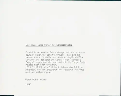 Foto Auto, Range Rover mit Einspritzmotor