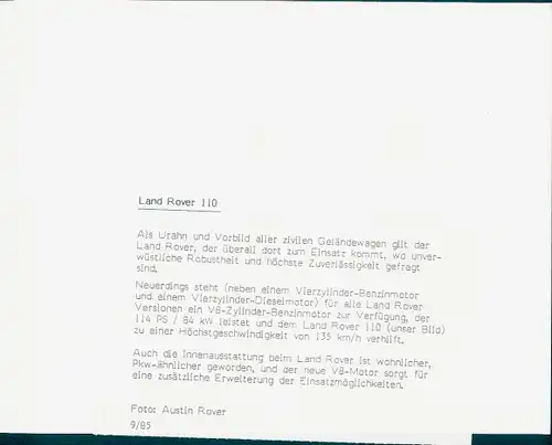 Foto Auto, Land Rover 110