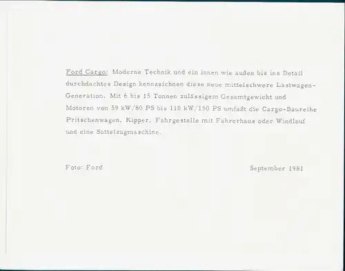 Foto LKW, Ford Cargo