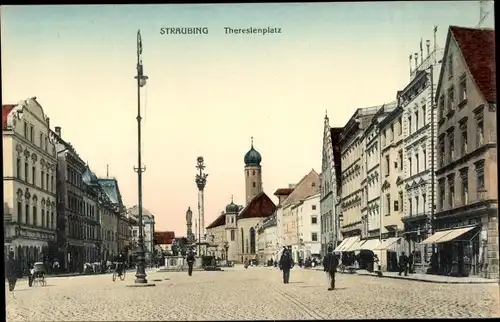 Ak Straubing an der Donau Niederbayern, Theresienplatz