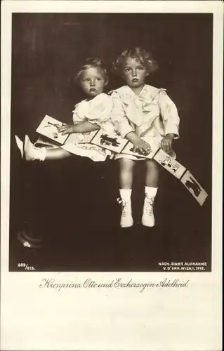 Ak Kronprinz Otto, Erzherzogin Adelheid, Kinder von Kaiser Karl I. von Österreich Ungarn und Zita