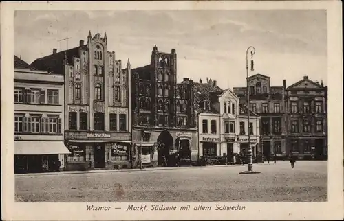 Ak Hansestadt Wismar, Markt, Südseite, Giebelhäuser, Alter Schwede