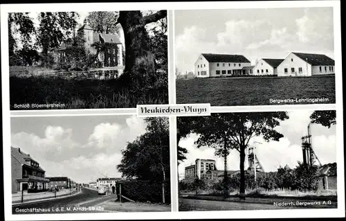 Ak Neukirchen Vluyn, Schloss Bloemersheim, Niederrheinische Bergwerks AG, Ernst Moritz Arndt Straße