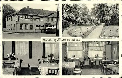 Ak Suderburg in der Lüneburger Heide, Bahnhofsgaststätte, Dehrmann's Hotel, Garten