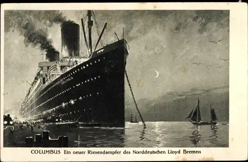Ak Dampfschiff Columbus, Norddeutscher Lloyd Bremen