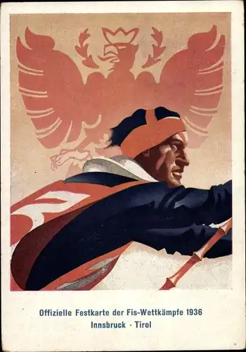 Künstler Ak Innsbruck Tirol, Fis Wettkämpfe 1936