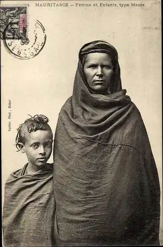 Ak Mauretanien, Frau und Kind, maurischer Typ