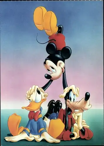 Ak Walt Disney, Mickey, Goofy und Donald