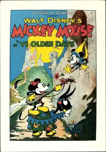 Ak Walt Disneys Mickey Mouse in Ye Olden Days