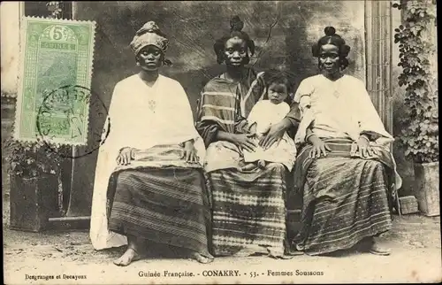 Ak Conakry Konakry Guinea, Afrikanerinnen, Gruppenbild, Kind