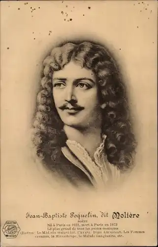 Ak Schriftsteller Jean-Baptiste Poquelin, Molière, Portrait