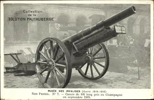 Ak Deutsches Geschütz, von den Franzosen erbeutet 1915